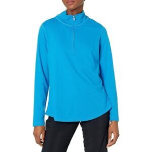 Aquaguard 1/4 Zip Long Sleeve Cobalt Blue Pullover Cotton Blend Ladies S NEW